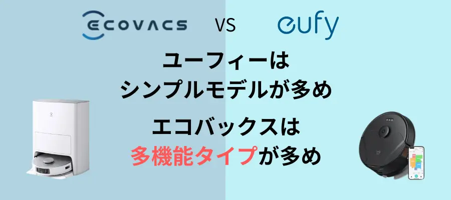 エコバックスとEufy（ユーフィー）との比較【機能の多さの違い】